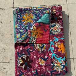 Bohemian Cotton Kantha Suzani Quilt Artisan Bedding - thumbnail 4
