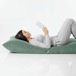 Bean Bag Plush Velvet Floor Cushion Duck Egg Blue Rectangle Pillow - thumbnail 1