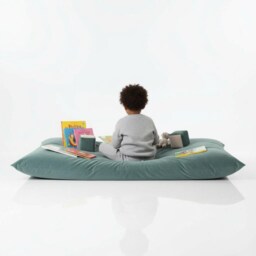 Bean Bag Plush Velvet Floor Cushion Duck Egg Blue Rectangle Pillow - thumbnail 3