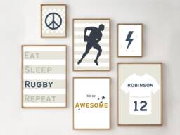 Gallery Wall Rugby Prints For Kids & Teens. Eat, Sleep, Rugby, Repeat. Set Of Prints, Printed Shipped - Prints Only - thumbnail 1