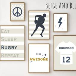 Gallery Wall Rugby Prints For Kids & Teens. Eat, Sleep, Rugby, Repeat. Set Of Prints, Printed Shipped - Prints Only - thumbnail 2