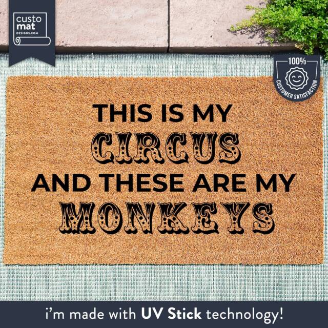 Mother's Day Doormat - This Is My Circus & These Are Monkeys Gift For Her Funny Door Mat Family Rug Love - image 1