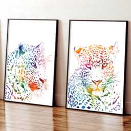 Leopard Wall Prints Set Abstract Animal Decor For Teen Room - thumbnail 1