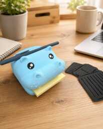 Hippo Desk Organiser, Sticky Note & Pen Holder, Office Accessory - thumbnail 1