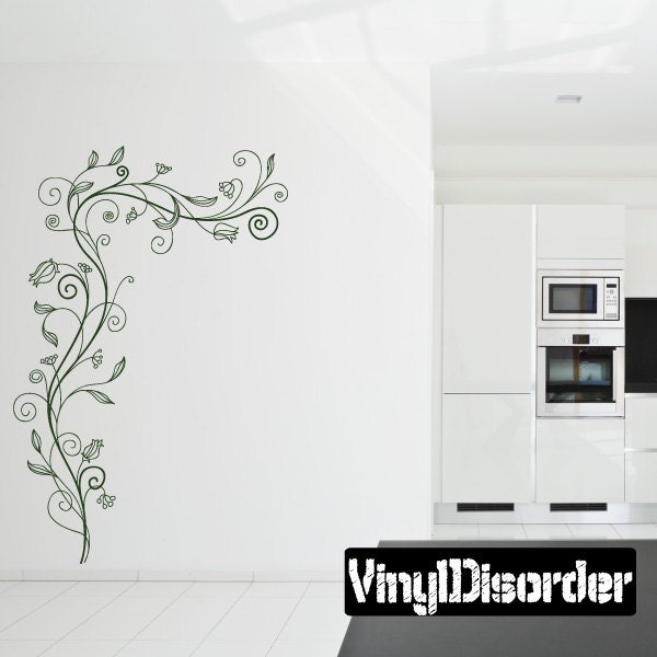 Floral Vine Wall Decal - Fabric Vinyl Removable & Reusable Floralvineuscolor007Et