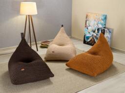 Brown Bean Bag Chair, Chocolate Floor Couch, 100% Handmade, Available in 10 Sizes & 37 Colors, Filled, Ready For Use - thumbnail 1