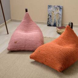 Brown Bean Bag Chair, Chocolate Floor Couch, 100% Handmade, Available in 10 Sizes & 37 Colors, Filled, Ready For Use - thumbnail 4