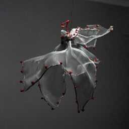 Abstract Angel Sculpture Contemporary Ceiling Wall Figurine Airy Line Wire Art - thumbnail 1