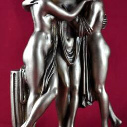 The Three Graces Statue Gold Patina Cast Marble Sculpture - 10 Inch - thumbnail 2