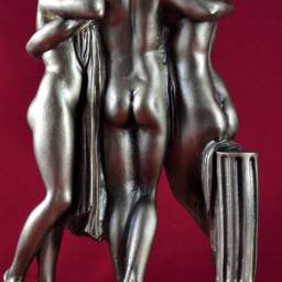 The Three Graces Statue Gold Patina Cast Marble Sculpture - 10 Inch - thumbnail 4