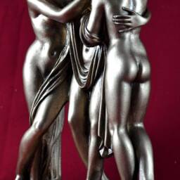 The Three Graces Statue Gold Patina Cast Marble Sculpture - 10 Inch - thumbnail 3