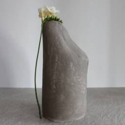 Gray Sculptural Stoneware Vase Handmade Wabi Sabi Pottery - thumbnail 1