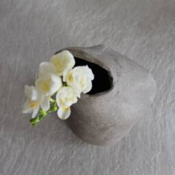 Gray Sculptural Stoneware Vase Handmade Wabi Sabi Pottery - thumbnail 3