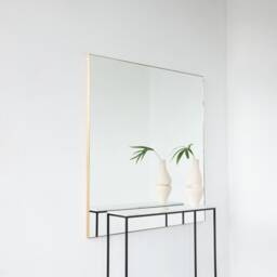 Quadris??? Modern Large Overmantel Rectangular Mirror With Brushed Brass Frame