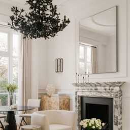 Quadris??? Modern Large Overmantel Rectangular Mirror With Brushed Brass Frame - thumbnail 2