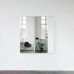 Quadris??? Modern Large Overmantel Rectangular Mirror With Brushed Brass Frame - thumbnail 3