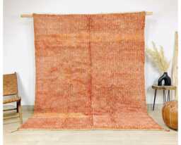 Terracotta Moroccan Rug Berber Shag Large Area - Abstract Wavy Line Art Wool Carpet Earthy Rust Boho Living Room Decor