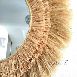 Large Ethnic Raffia Mirror Soleia 80 - thumbnail 4