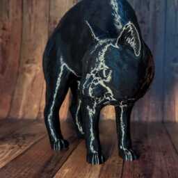 3D Printed Hissing Cat Figurine Halloween Witch Ornament - thumbnail 2