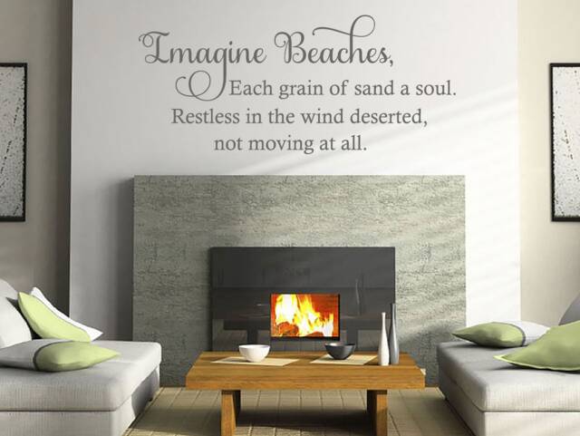 Beaches Poetry Wall Decal Imagine Quote, Waterproof Transfer - image 1