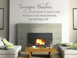 Beaches Poetry Wall Decal Imagine Quote, Waterproof Transfer - thumbnail 1