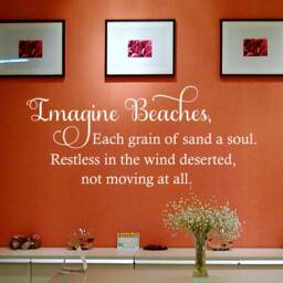 Beaches Poetry Wall Decal Imagine Quote, Waterproof Transfer - thumbnail 3