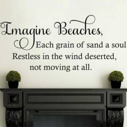 Beaches Poetry Wall Decal Imagine Quote, Waterproof Transfer - thumbnail 2