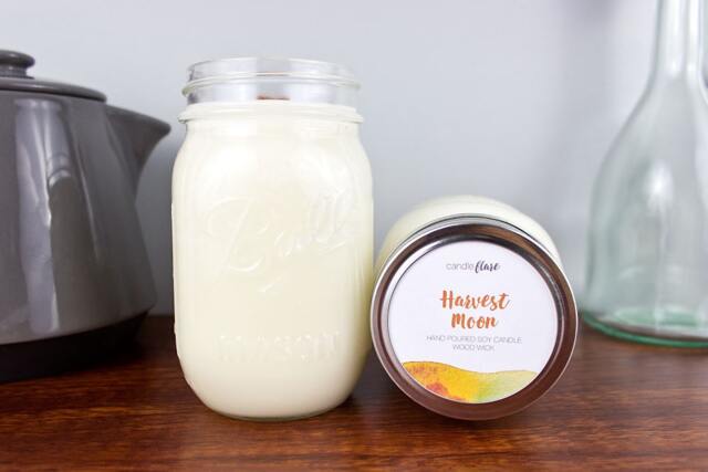 Harvest Moon Soy Candle in Pint Mason Jar, Scented Candle, Wood Wick Harvest Moon Jar - image 1