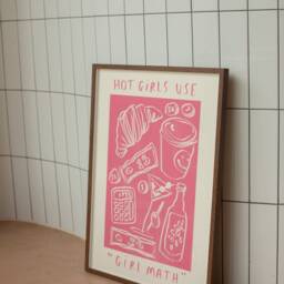 Girl Math Wall Print - Hot Girls Use Poster Trendy Art Illustration Food & Drink Print, At Home - thumbnail 2