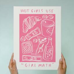 Girl Math Wall Print - Hot Girls Use Poster Trendy Art Illustration Food & Drink Print, At Home - thumbnail 3