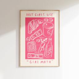 Girl Math Wall Print - Hot Girls Use Poster Trendy Art Illustration Food & Drink Print, At Home - thumbnail 1