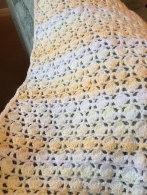 Crochet Vintage Baby Blanket Lemon & Cream Pram Cover - image 1
