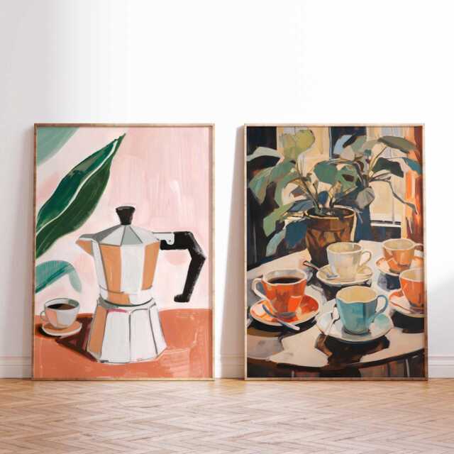 Set Of 2 Coffee Posters, Prints, Kitchen Decor, Print, Wall Art, Food & Drink Shop Art - image 1