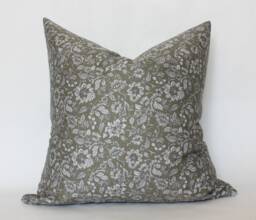 Olive Floral Pillow, Dark Green Pillow Cover, Throw Covers, Decorative Pillows Couch, Khaki - - thumbnail 1