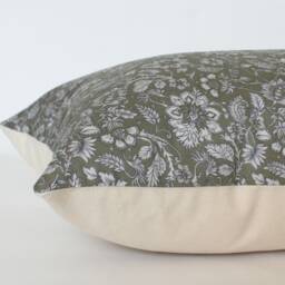 Olive Floral Pillow, Dark Green Pillow Cover, Throw Covers, Decorative Pillows Couch, Khaki - - thumbnail 3