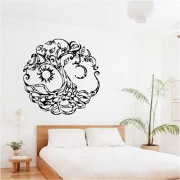 Sun Moon Tree Mandala Sticker Vinyl Wall Art, Decal, Sticker, Transfer, Mural, , Decor, Rent Friendly, Interior, Exterior, Full 0928