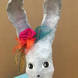 Paper Mache Bunny Figurine - thumbnail 3