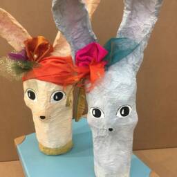 Paper Mache Bunny Figurine - thumbnail 2