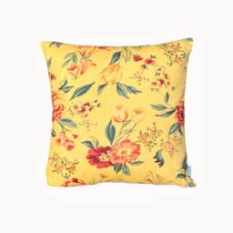 72. Handmade Big Roses On Yellow Linen Cotton Cushion Cover. Various Sizes - thumbnail 2