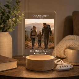 Personalised Led Photo Frame Night Light - Custom Picture Gift Our Greatest Adventures - thumbnail 1