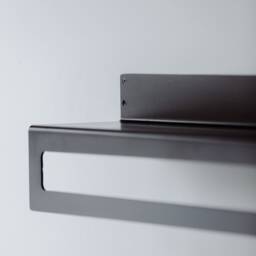 Black Metal Wall Shelf With Towel Bar, Minimalist Kitchen Bathroom - thumbnail 3