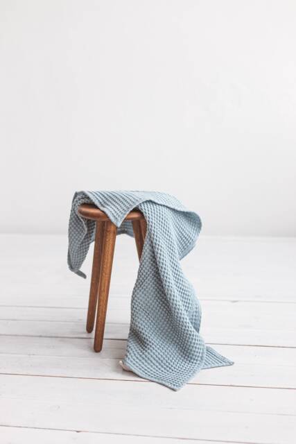 Baby Bath Towels Set, Blue Baby Towels Linen Towel, Blue Beach Towel, Waffle Towel, Guest Towel, Linen Cotton Face Towel - image 1