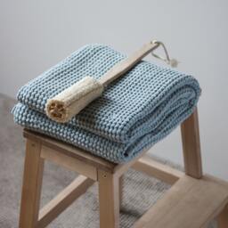 Baby Bath Towels Set, Blue Baby Towels Linen Towel, Blue Beach Towel, Waffle Towel, Guest Towel, Linen Cotton Face Towel - thumbnail 2