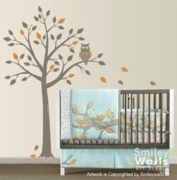 Owl Tree Wall Decal, & Cute Decal For Nursery, Decor, Sticker, Kids Room - thumbnail 3