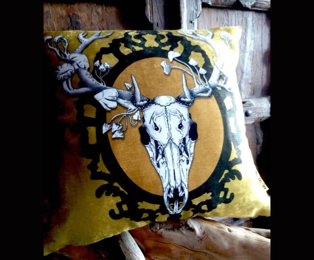 Deer Skull Cushion, Gothic Home Decor, Choose Colour, Animal Skull Dark Nature Pillow - image 1