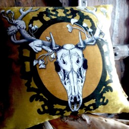 Deer Skull Cushion, Gothic Home Decor, Choose Colour, Animal Skull Dark Nature Pillow - thumbnail 4