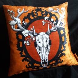 Deer Skull Cushion, Gothic Home Decor, Choose Colour, Animal Skull Dark Nature Pillow - thumbnail 2