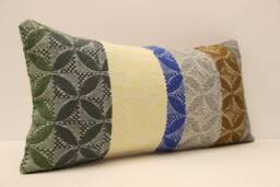 Throw Kilim Pillow 12x24 Inch - 30x60 cm Rug Turkish Pillow Cushion Art Deco Lumbar Cover 4Oaf-400 - thumbnail 1