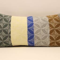 Throw Kilim Pillow 12x24 Inch - 30x60 cm Rug Turkish Pillow Cushion Art Deco Lumbar Cover 4Oaf-400 - thumbnail 2