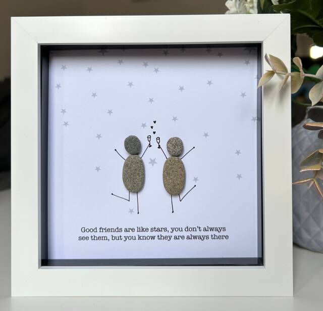 Friend Pebble Art Picture - Good Friends Are Like Stars Birthday Gift For Best Frame - image 1